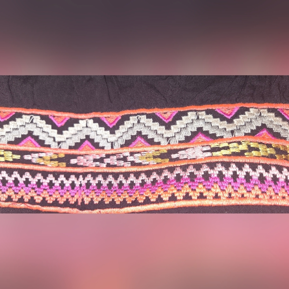 Vertigo Pink and Black Off-Shoulder Asymmetrical Embroidere Sundress  B3 - Picture 10 of 10